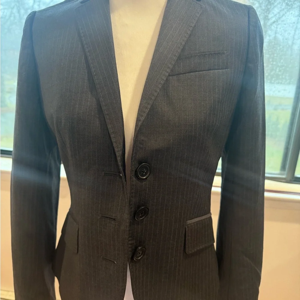 J.Crew Womens Pinstripe Blazer - Charcoal Size 4P - Picture 5 of 13
